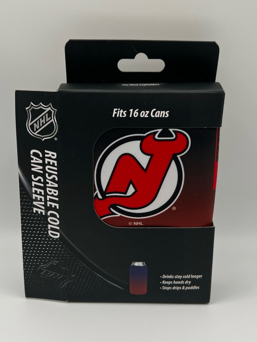 Sok It NHL New Jersey Devils Red Reusable Cold Can Sleeve New 16oz cans
